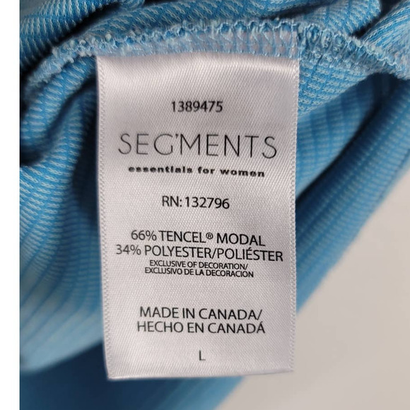 Seg'Ments TV-Neck Heathered Blue Tencel Blend Made in Canada Winter Top L - Picture 4 of 4